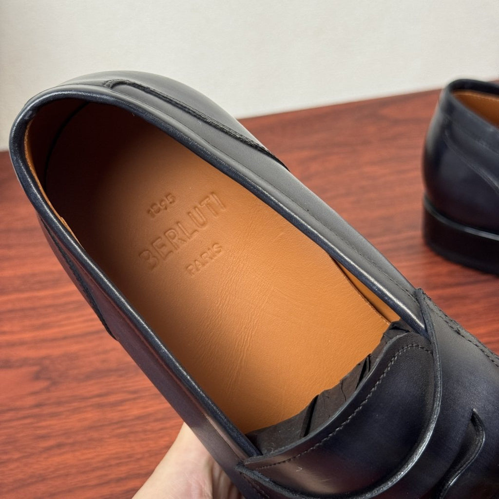 Berluti Burnished Penny Loafers — detail
